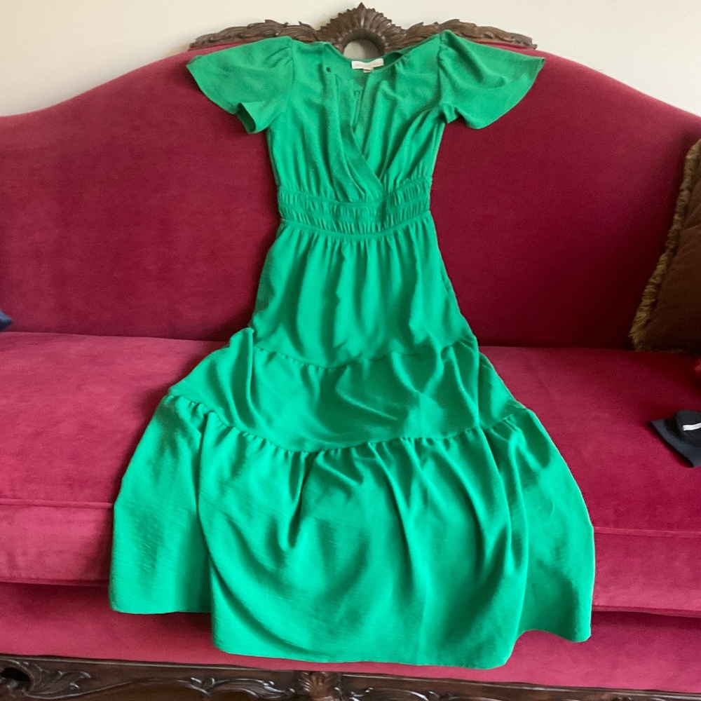 Emerald green Monteau maxi dress